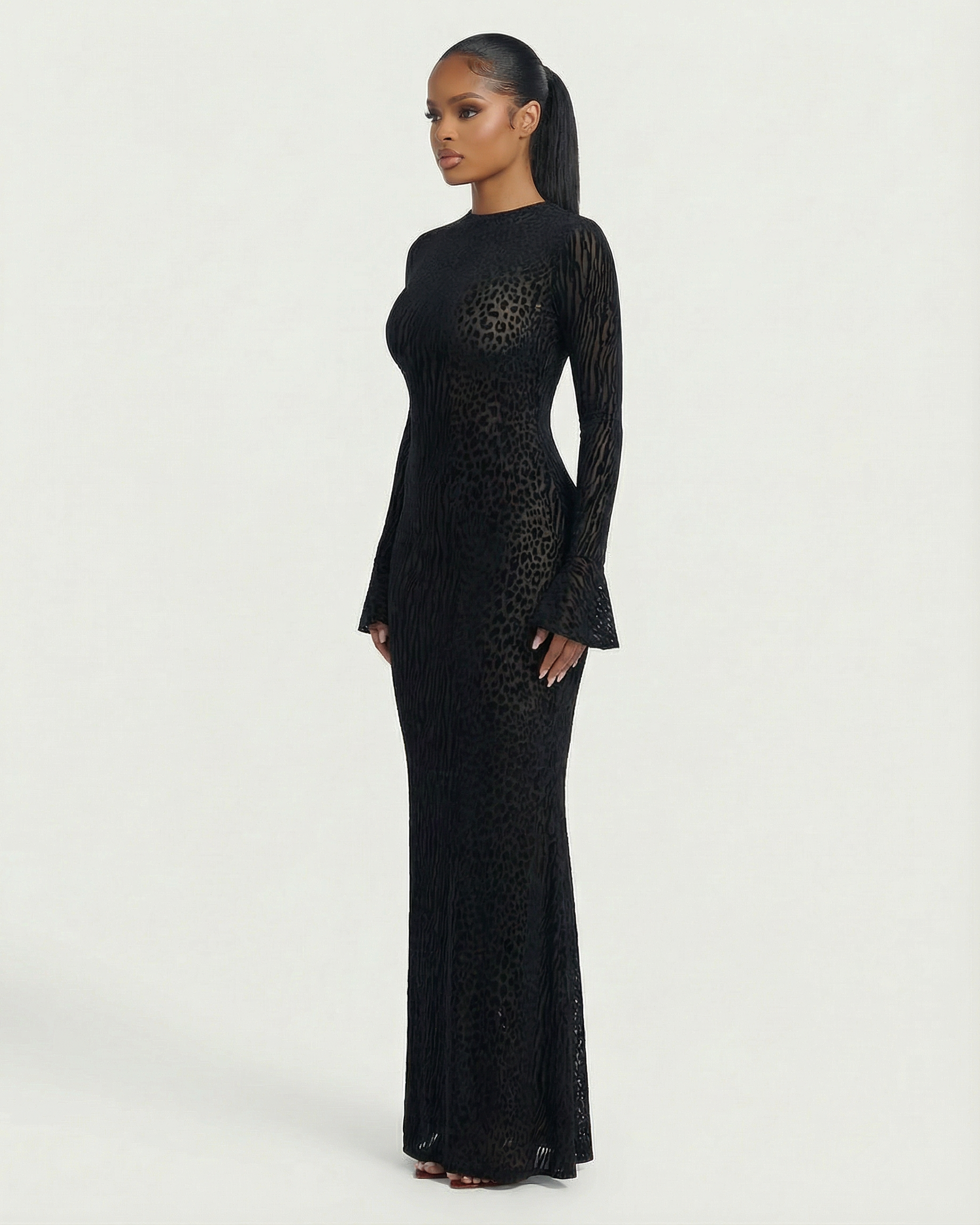ASHLEY Mesh Open Back Maxi Dress