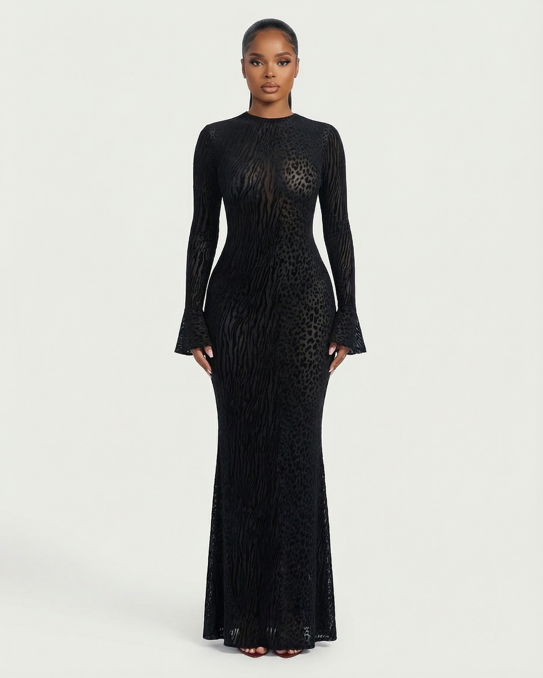 ASHLEY Mesh Open Back Maxi Dress
