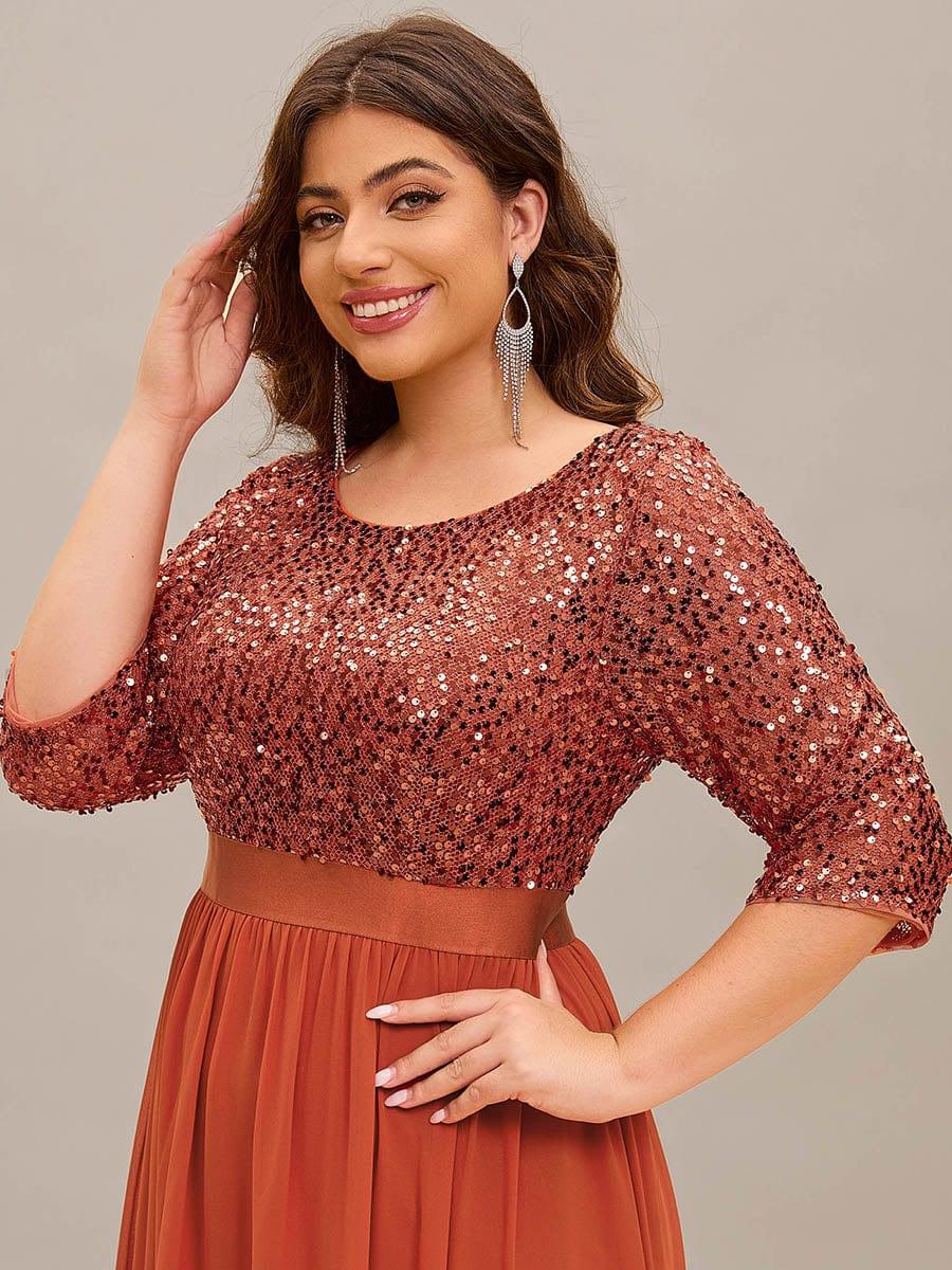 pretty FLORENCE|Plus Size Sequin 3/4 Sleeves Dresses