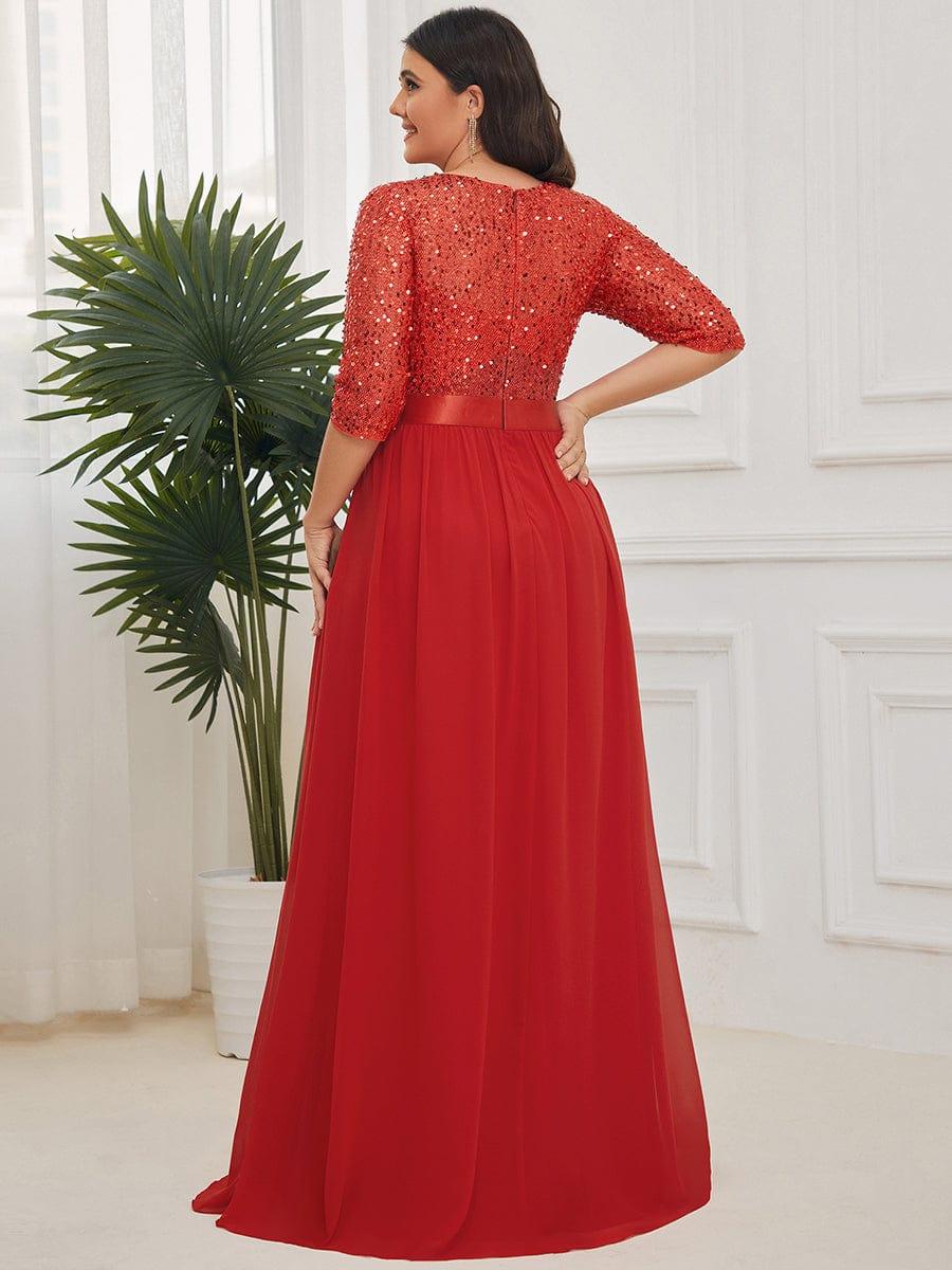 pretty FLORENCE|Plus Size Sequin 3/4 Sleeves Dresses