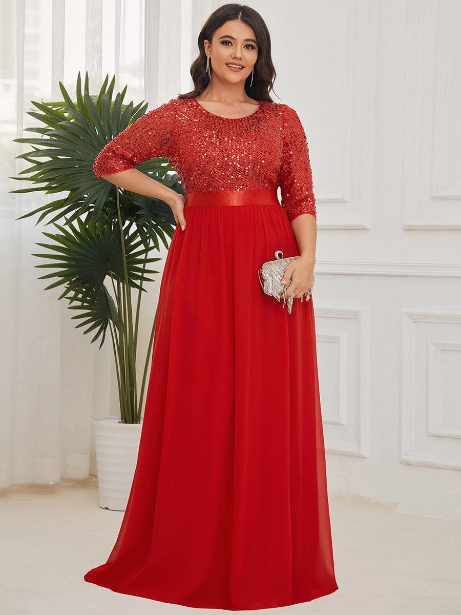 pretty FLORENCE|Plus Size Sequin 3/4 Sleeves Dresses