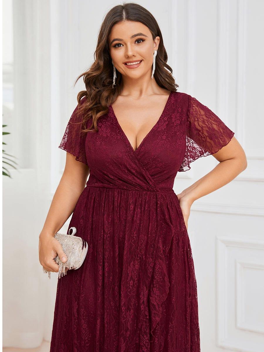 pretty ELISE|Plus Size Ruffled Lace Formal Evening Dress