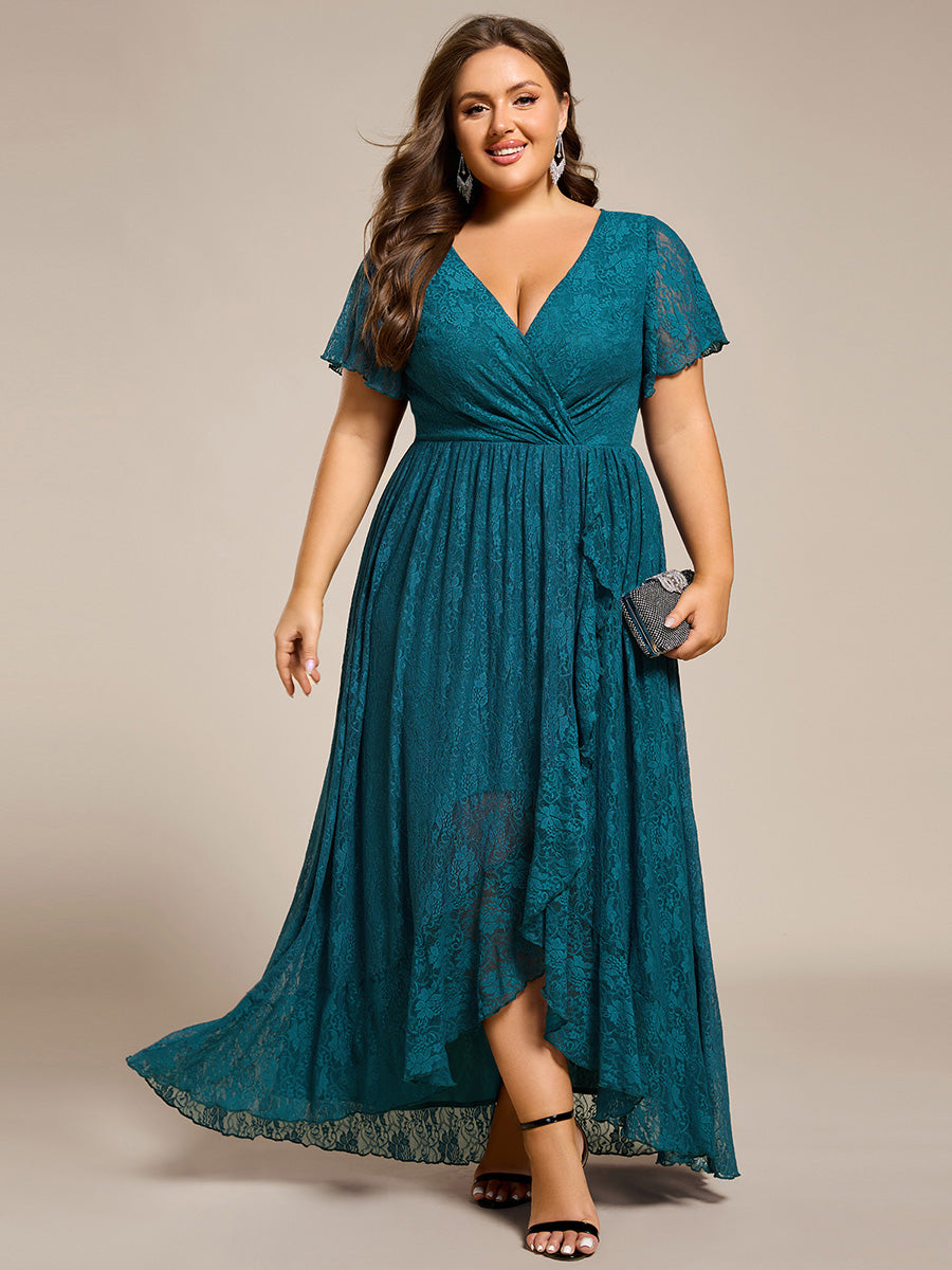 pretty ELISE|Plus Size Ruffled Lace Formal Evening Dress
