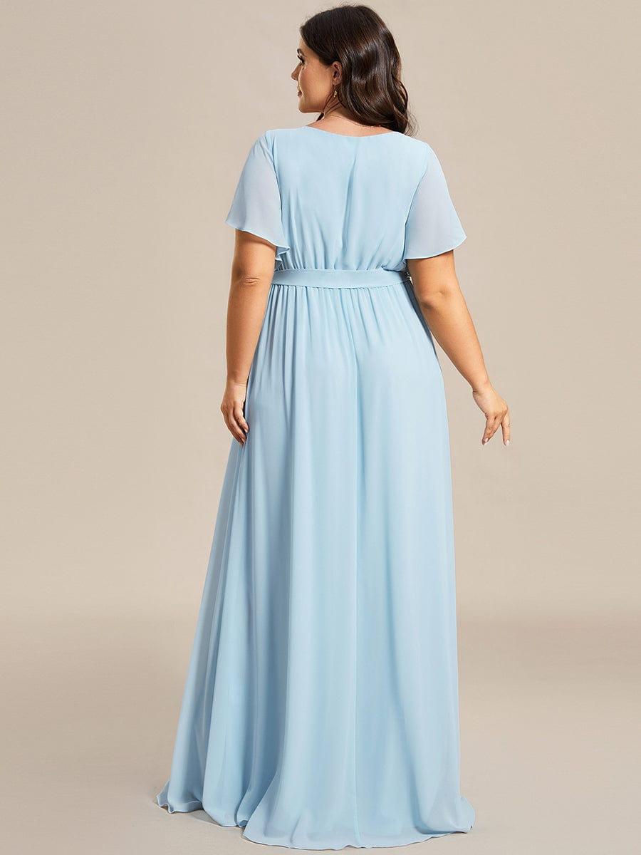 pretty LEORA|Plus Size Chiffon Tie-Waist Evening Dress
