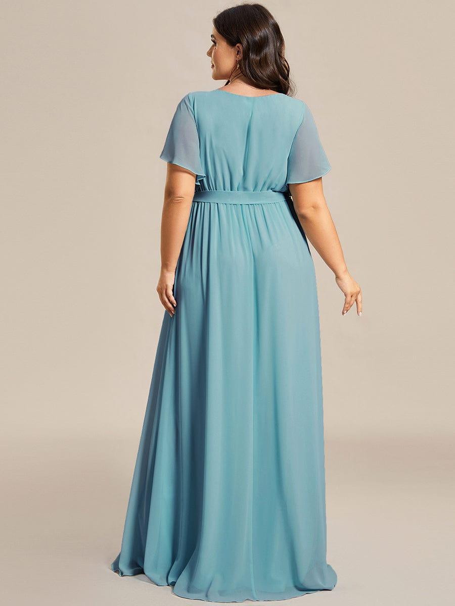 pretty LEORA|Plus Size Chiffon Tie-Waist Evening Dress