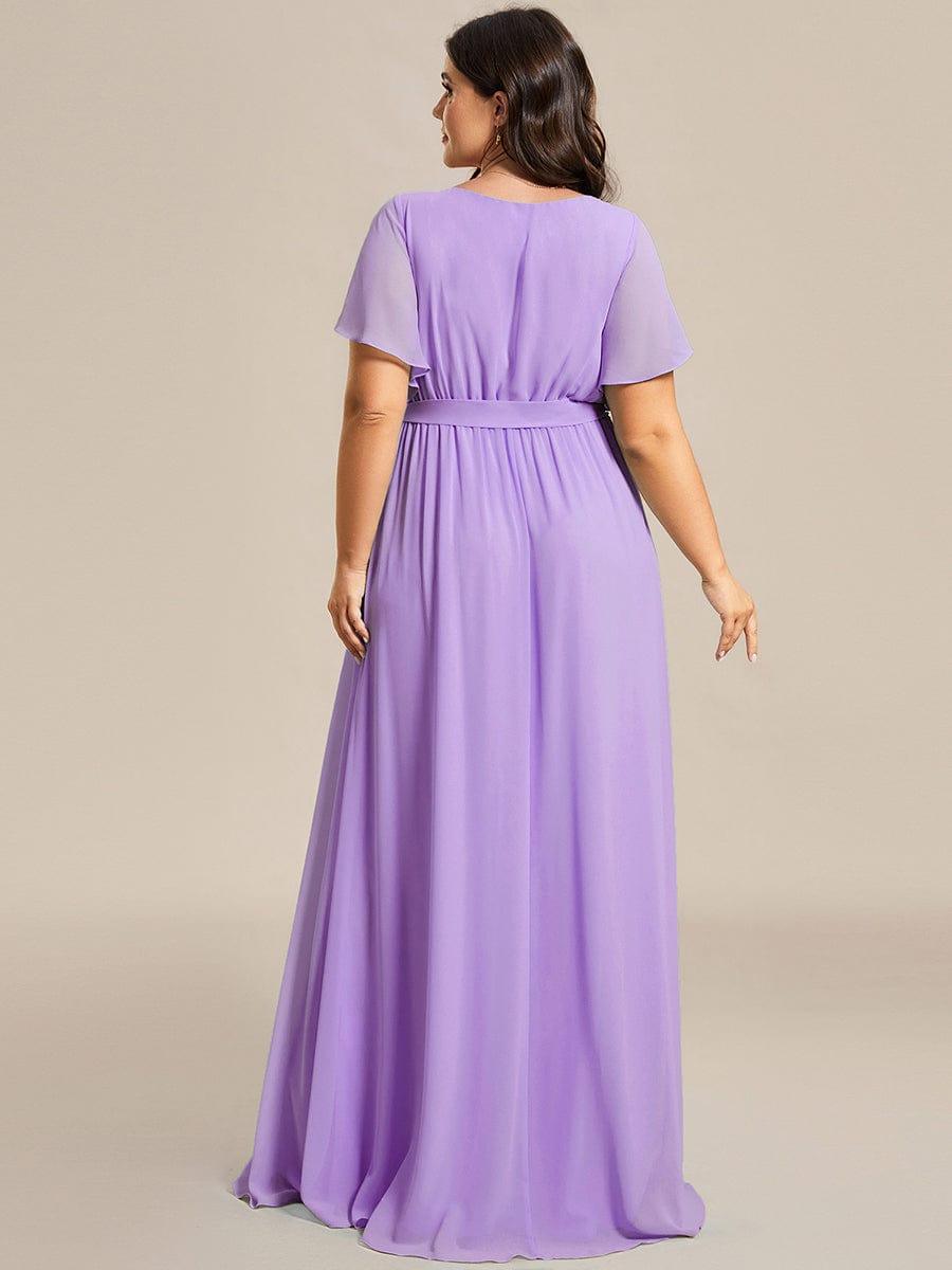 pretty LEORA|Plus Size Chiffon Tie-Waist Evening Dress