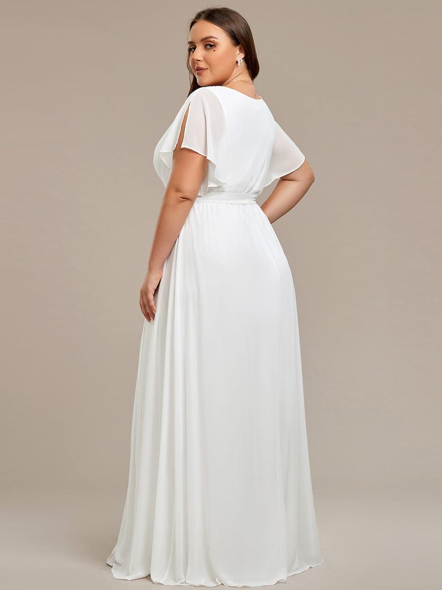 pretty LEORA|Plus Size Chiffon Tie-Waist Evening Dress