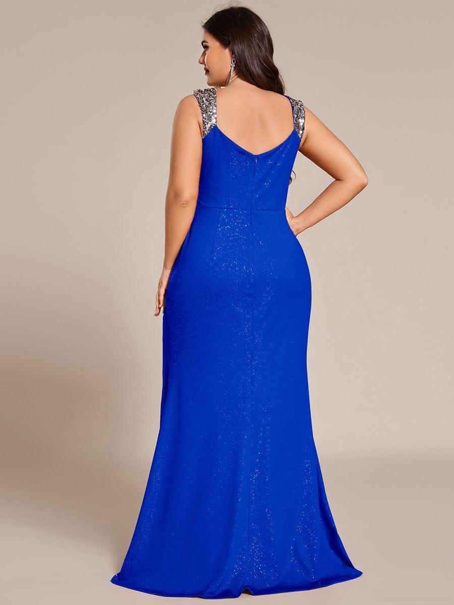 pretty NOIRE|Plus Size Sequin Shoulder Strap Wedding Guest Dress with Side Slit