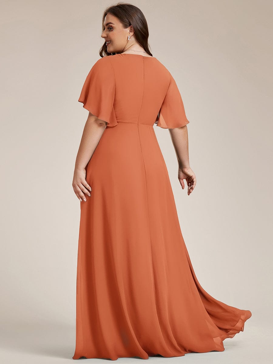 pretty IVYROSE|Plus Size Floral Applique Short Sleeve A-Line Chiffon Formal Evening Dress