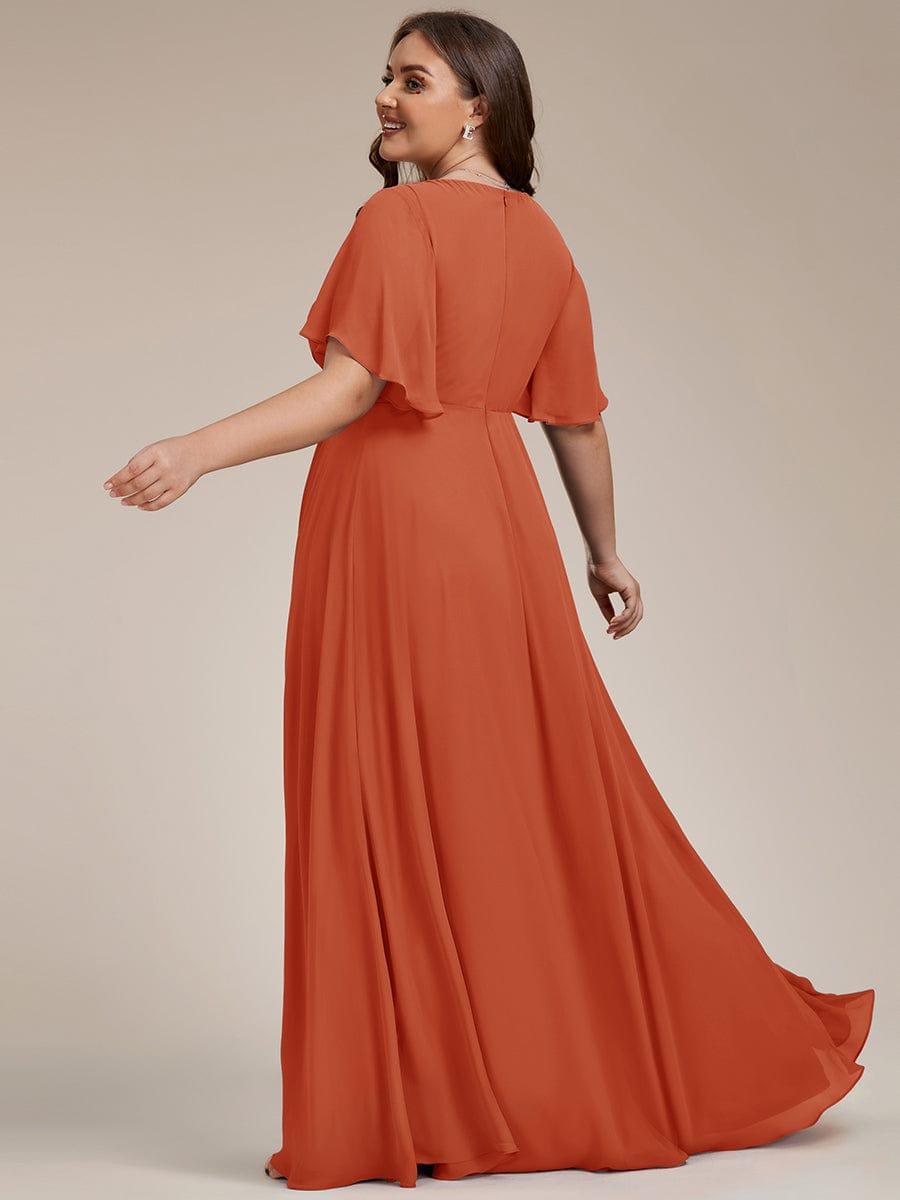 pretty IVYROSE|Plus Size Floral Applique Short Sleeve A-Line Chiffon Formal Evening Dress