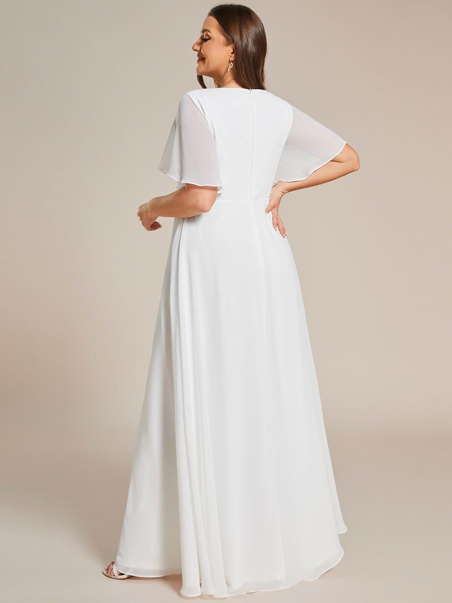 pretty IVYROSE|Plus Size Floral Applique Short Sleeve A-Line Chiffon Formal Evening Dress