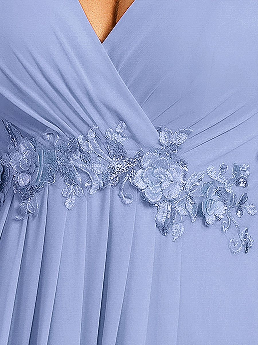 pretty IVYROSE|Plus Size Floral Applique Short Sleeve A-Line Chiffon Formal Evening Dress
