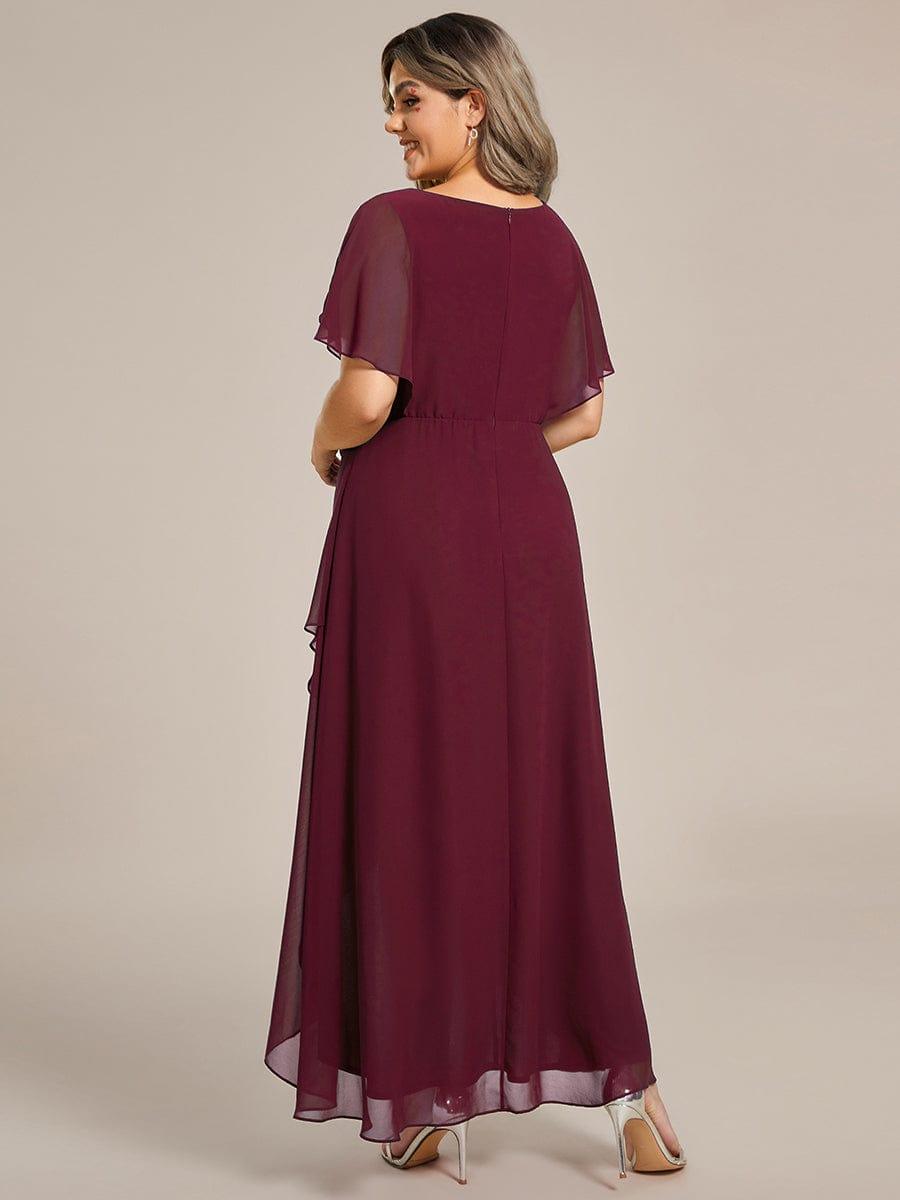 pretty LILAS|Plus Size Chiffon Midi A-Line Ruffle Sleeves Bridesmaid Dress