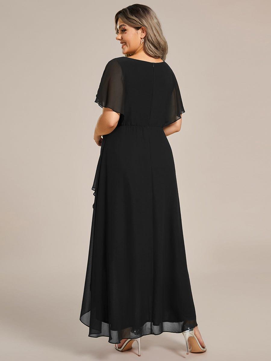 pretty LILAS|Plus Size Chiffon Midi A-Line Ruffle Sleeves Bridesmaid Dress