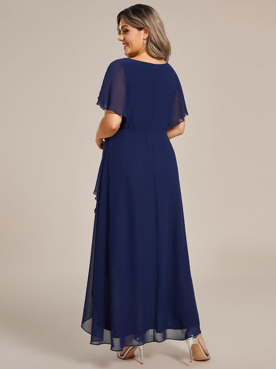 pretty LILAS|Plus Size Chiffon Midi A-Line Ruffle Sleeves Bridesmaid Dress