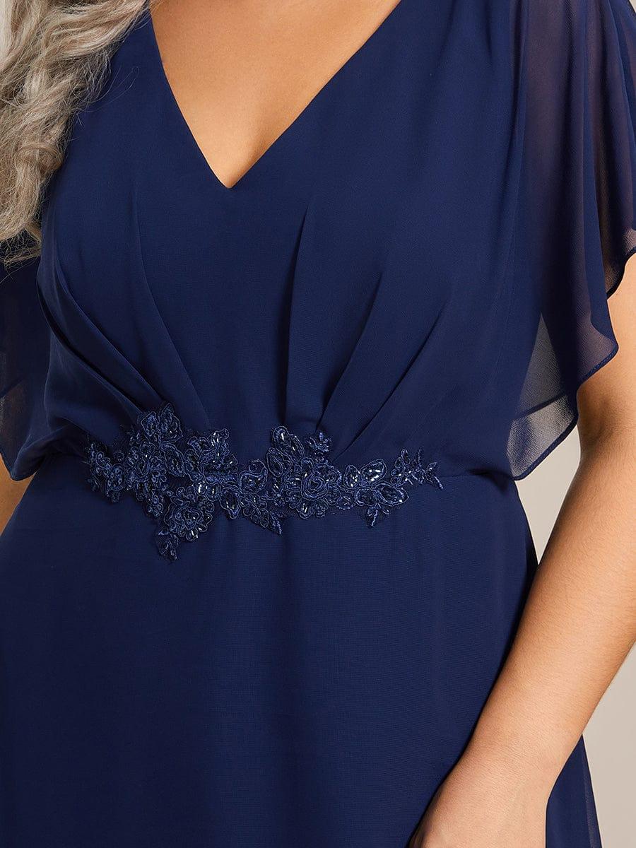 pretty LILAS|Plus Size Chiffon Midi A-Line Ruffle Sleeves Bridesmaid Dress