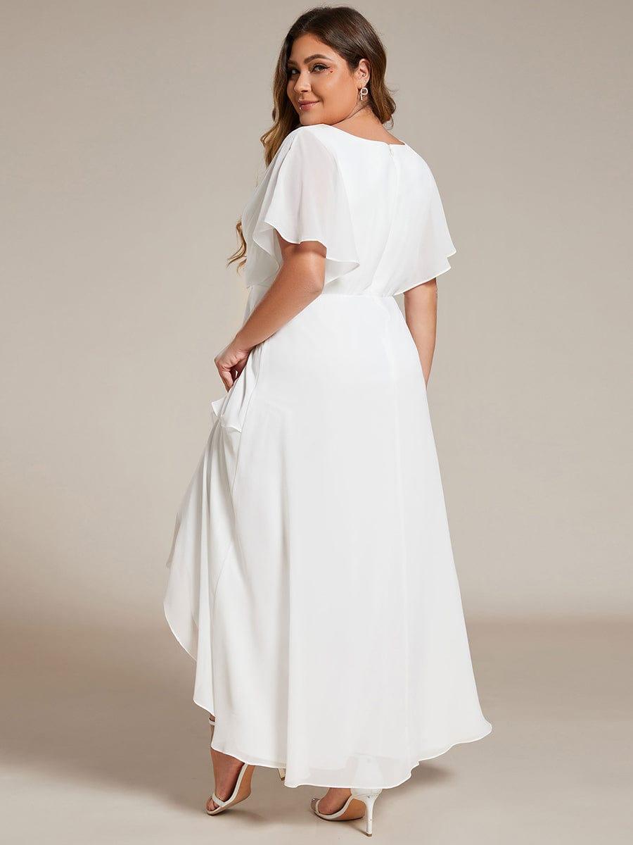 pretty LILAS|Plus Size Chiffon Midi A-Line Ruffle Sleeves Bridesmaid Dress