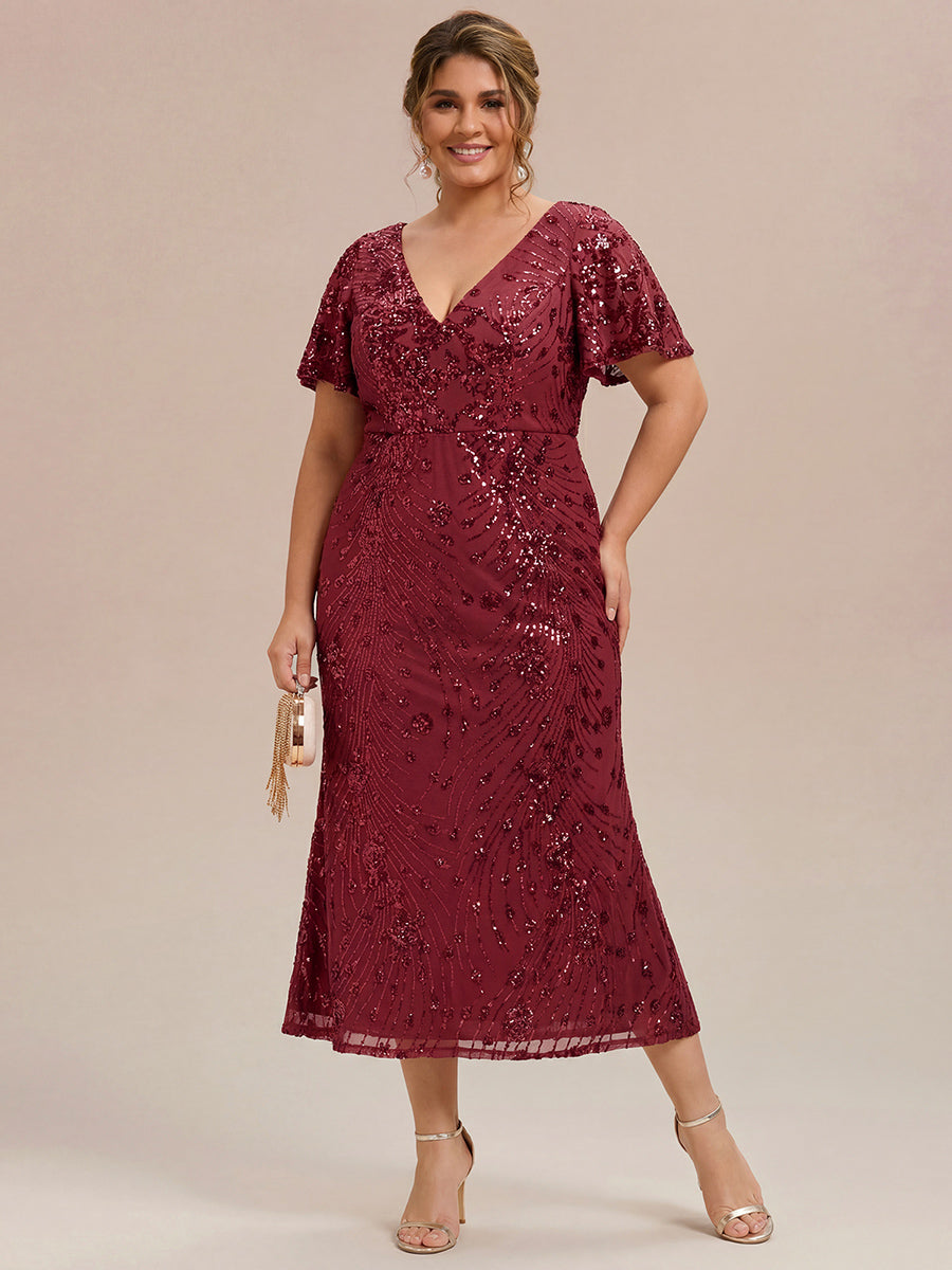 pretty PALMER|Plus Size Sequin Mermaid Formal Dress