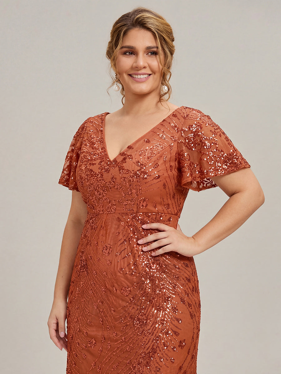 pretty PALMER|Plus Size Sequin Mermaid Formal Dress