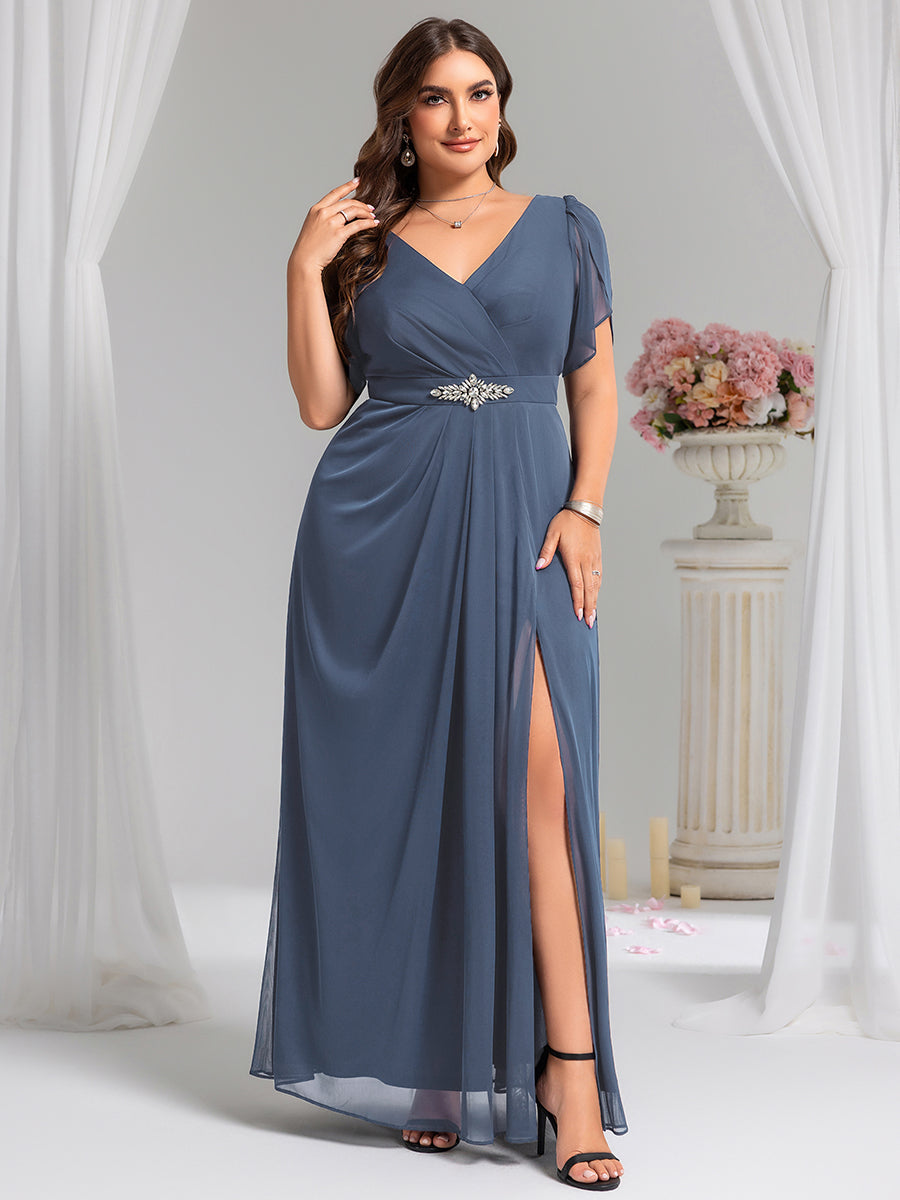 pretty NOAH|Plus Size Waist Decoration Chiffon A-Line Formal Dress