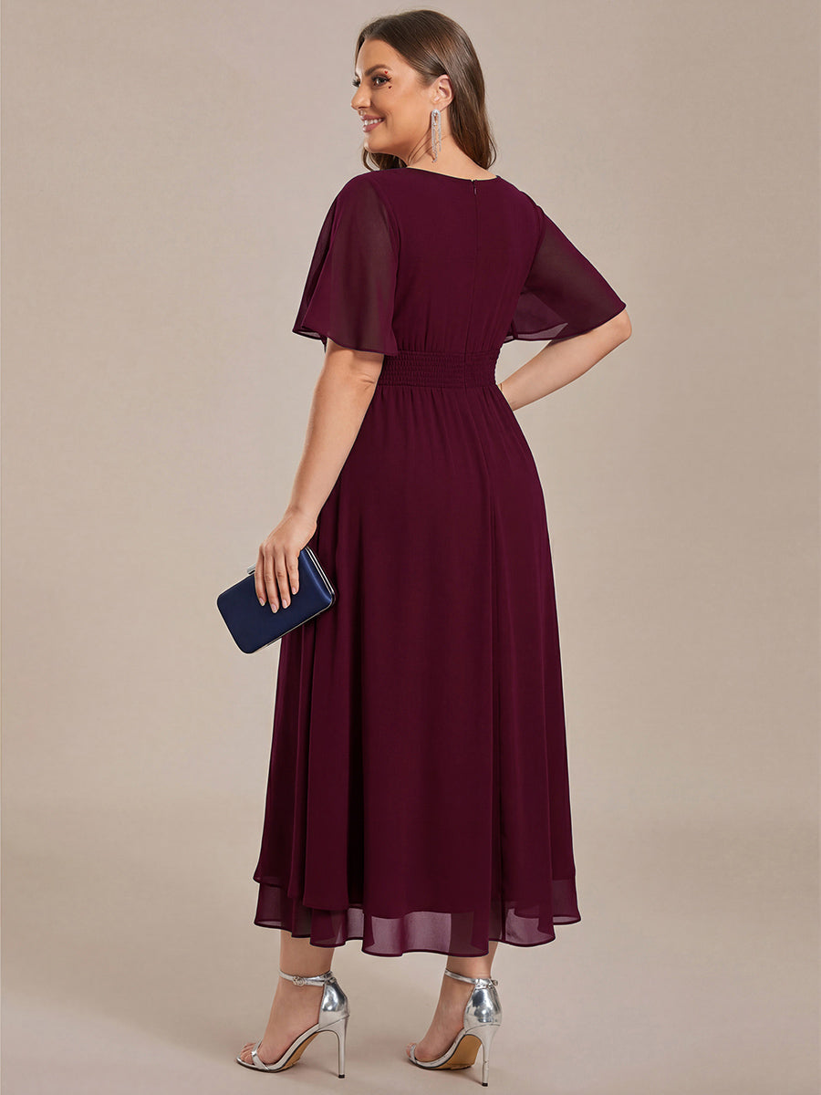 pretty LILOU| Plus Size Chiffon Ruffle Sleeve Formal Dress