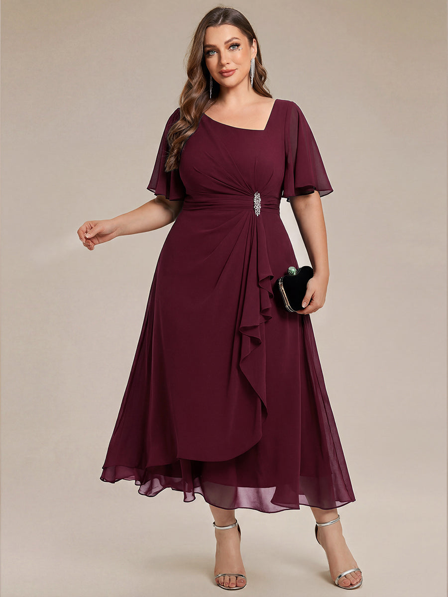 pretty LILOU| Plus Size Chiffon Ruffle Sleeve Formal Dress