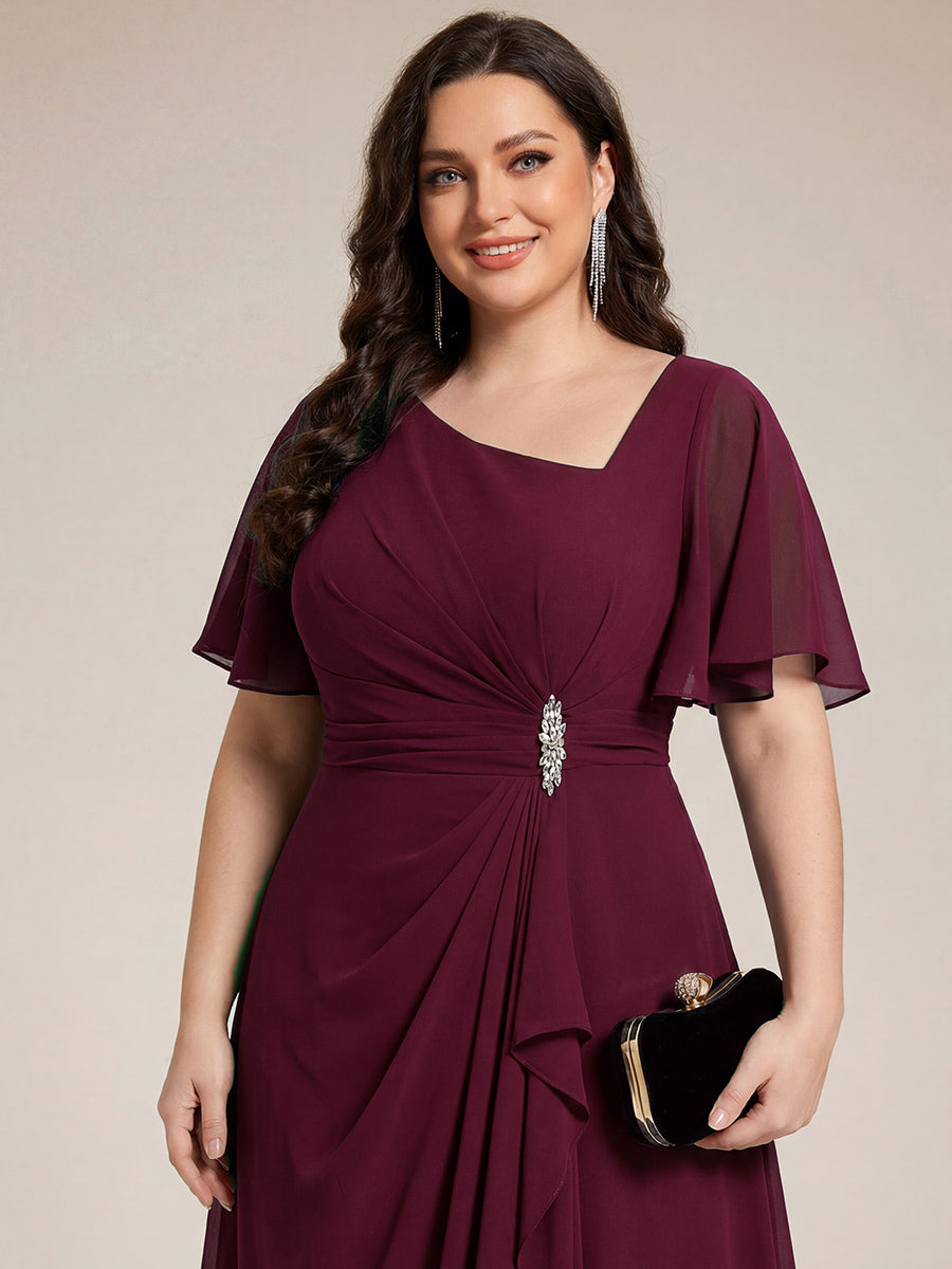 pretty LILOU| Plus Size Chiffon Ruffle Sleeve Formal Dress