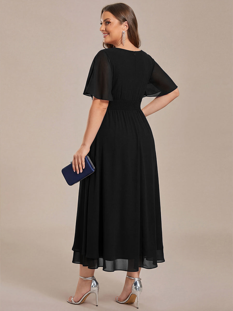 pretty LILOU| Plus Size Chiffon Ruffle Sleeve Formal Dress