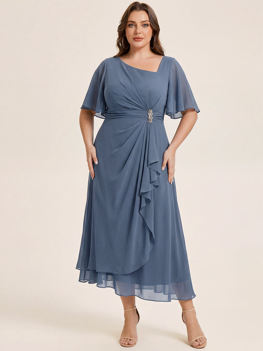 pretty LILOU| Plus Size Chiffon Ruffle Sleeve Formal Dress