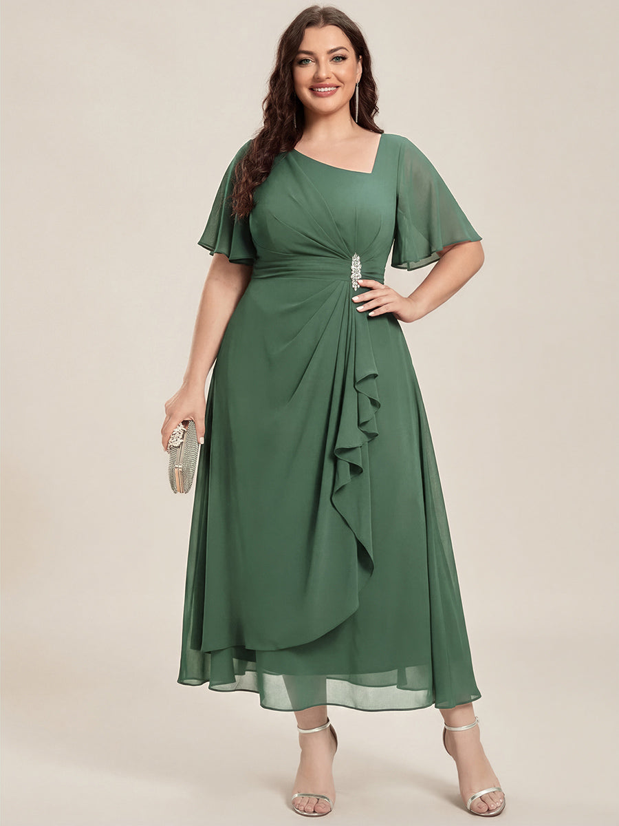 pretty LILOU| Plus Size Chiffon Ruffle Sleeve Formal Dress