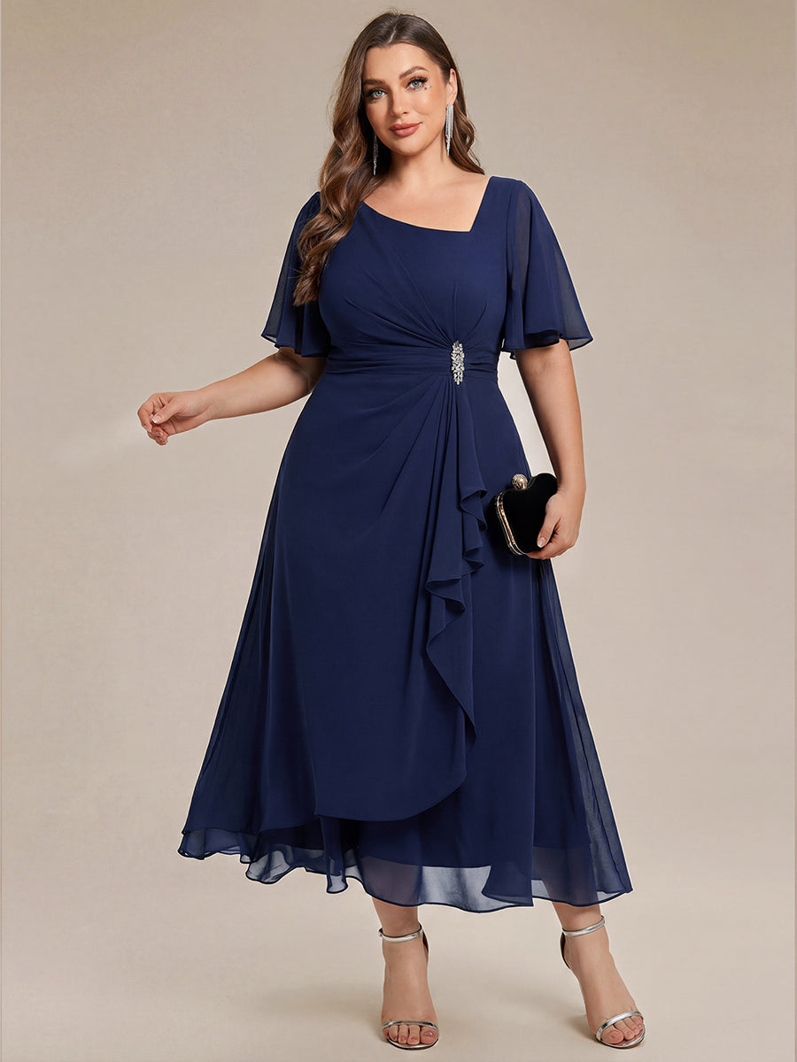 pretty LILOU| Plus Size Chiffon Ruffle Sleeve Formal Dress