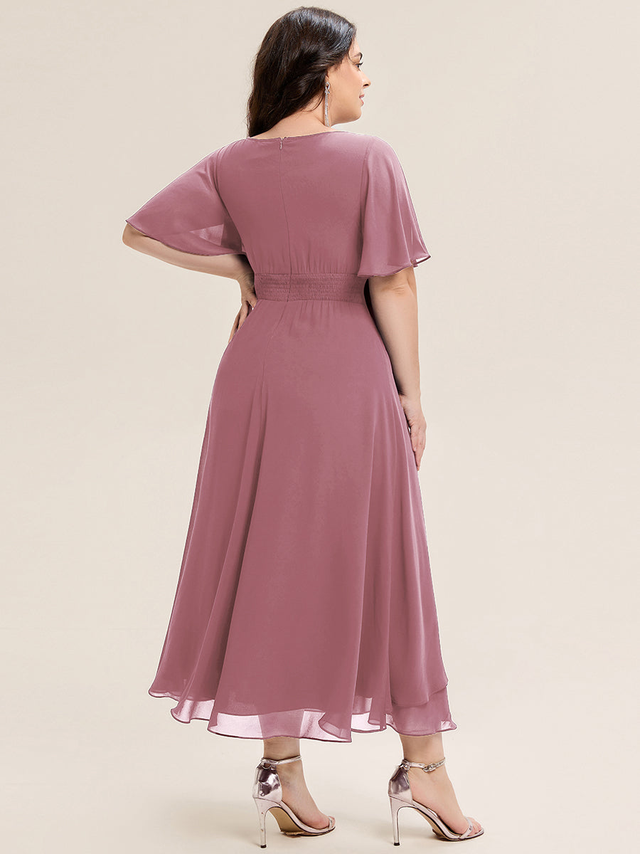 pretty LILOU| Plus Size Chiffon Ruffle Sleeve Formal Dress