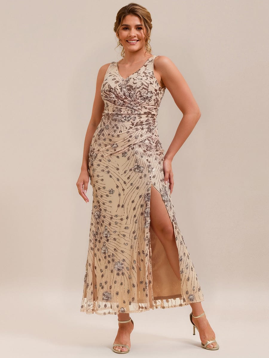 pretty JUNIPER|Plus Size Bodycon Sequin Slit Wedding Guest Dress