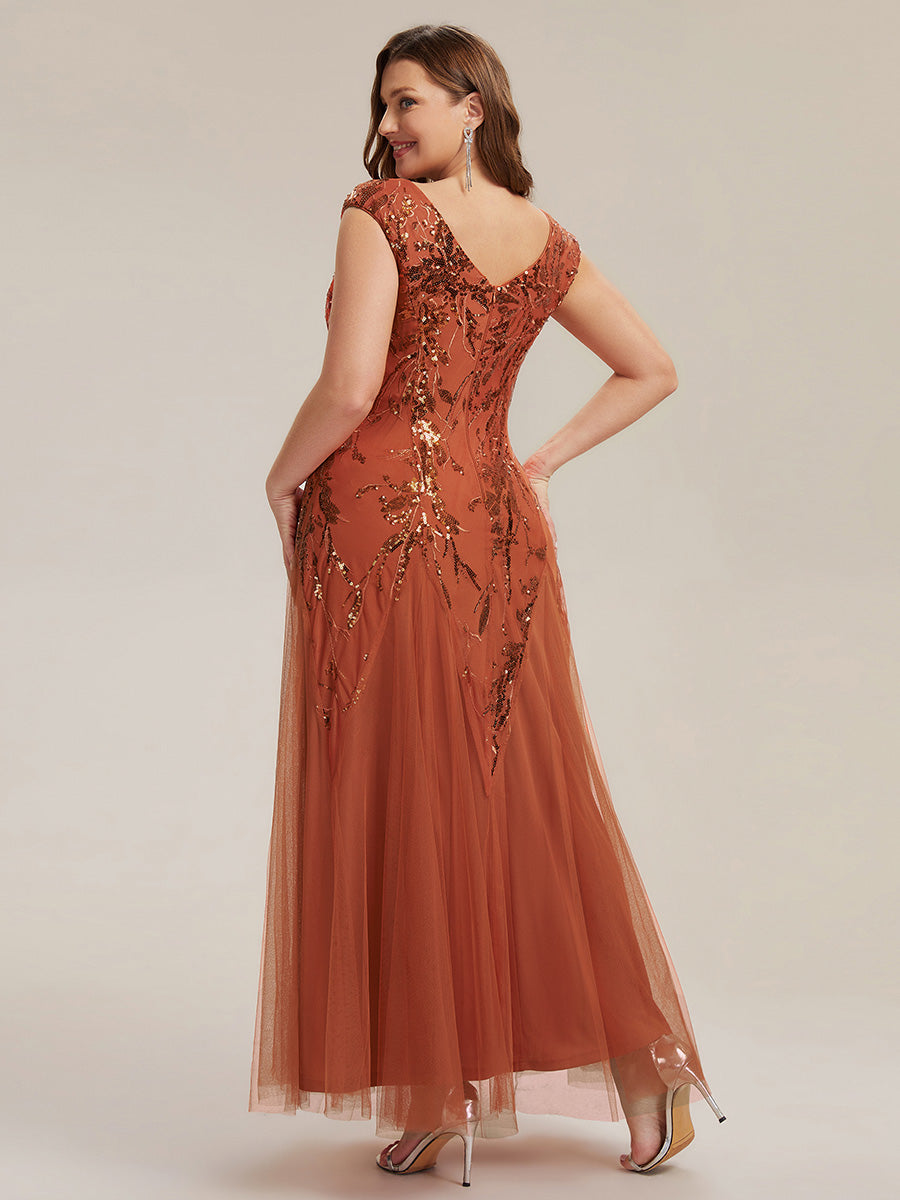 pretty FREYA|Plus Size Glitter High Stretch Cap Sleeve Tulle Mother of the Bride Dress