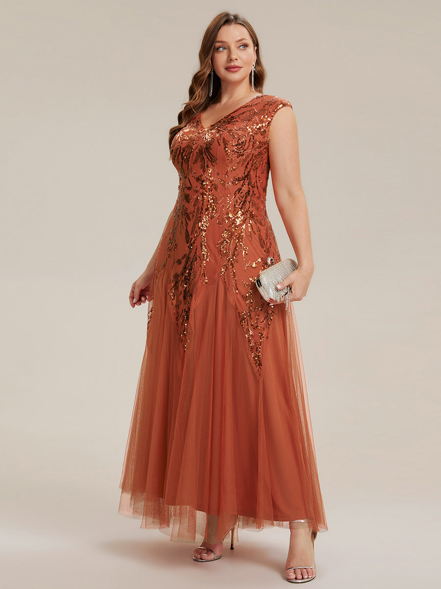 pretty FREYA|Plus Size Glitter High Stretch Cap Sleeve Tulle Mother of the Bride Dress