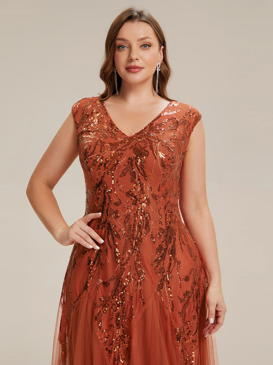 pretty FREYA|Plus Size Glitter High Stretch Cap Sleeve Tulle Mother of the Bride Dress