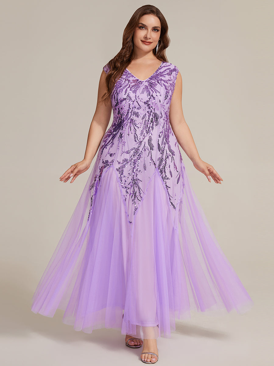 pretty FREYA|Plus Size Glitter High Stretch Cap Sleeve Tulle Mother of the Bride Dress