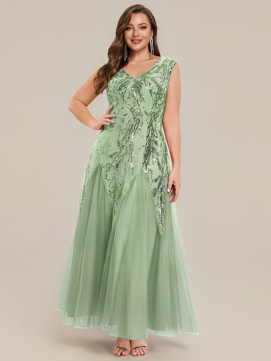 pretty FREYA|Plus Size Glitter High Stretch Cap Sleeve Tulle Mother of the Bride Dress