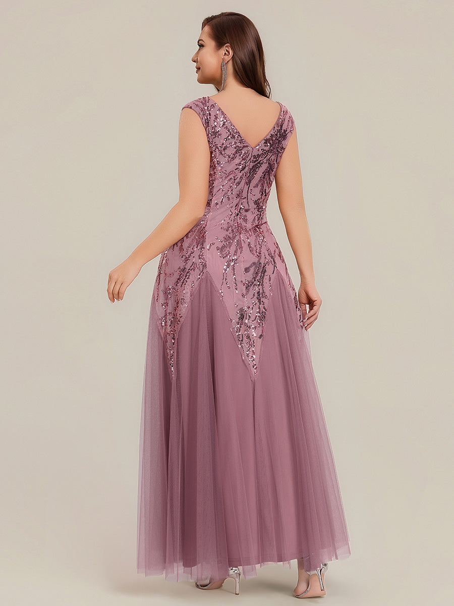 pretty FREYA|Plus Size Glitter High Stretch Cap Sleeve Tulle Mother of the Bride Dress