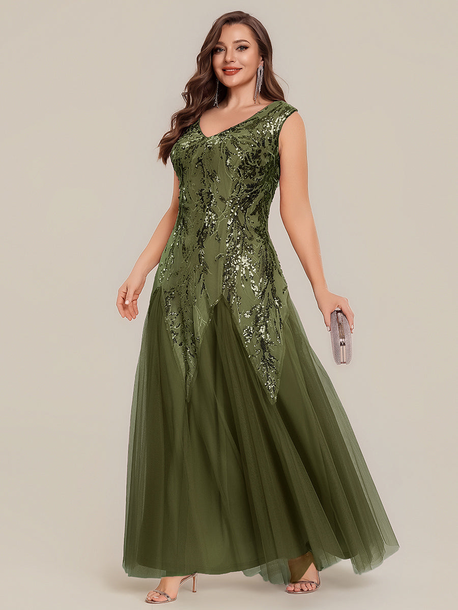 pretty FREYA|Plus Size Glitter High Stretch Cap Sleeve Tulle Mother of the Bride Dress