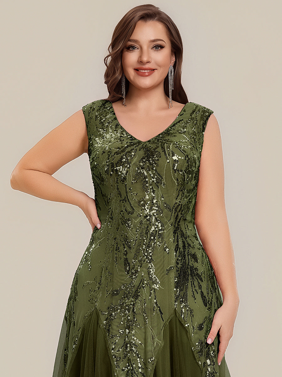 pretty FREYA|Plus Size Glitter High Stretch Cap Sleeve Tulle Mother of the Bride Dress