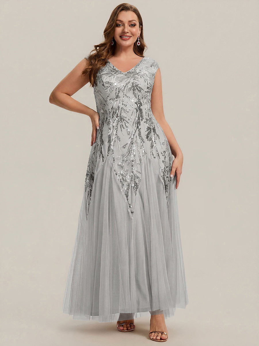 pretty FREYA|Plus Size Glitter High Stretch Cap Sleeve Tulle Mother of the Bride Dress