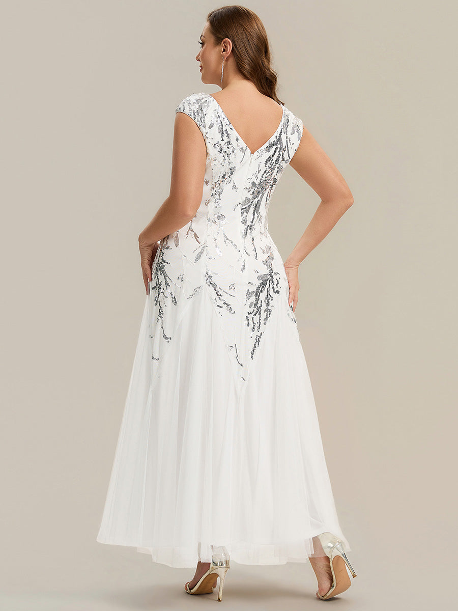 pretty FREYA|Plus Size Glitter High Stretch Cap Sleeve Tulle Mother of the Bride Dress