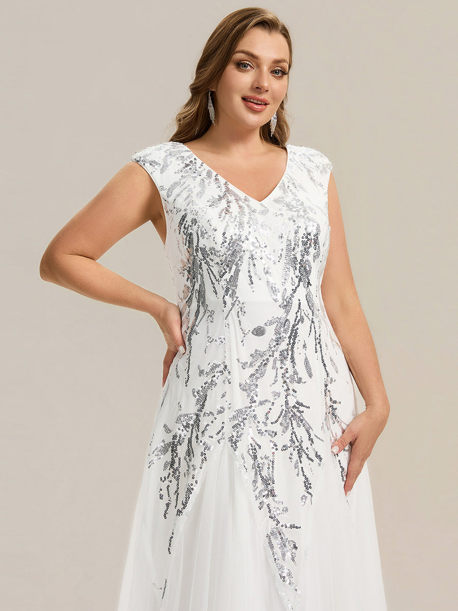 pretty FREYA|Plus Size Glitter High Stretch Cap Sleeve Tulle Mother of the Bride Dress