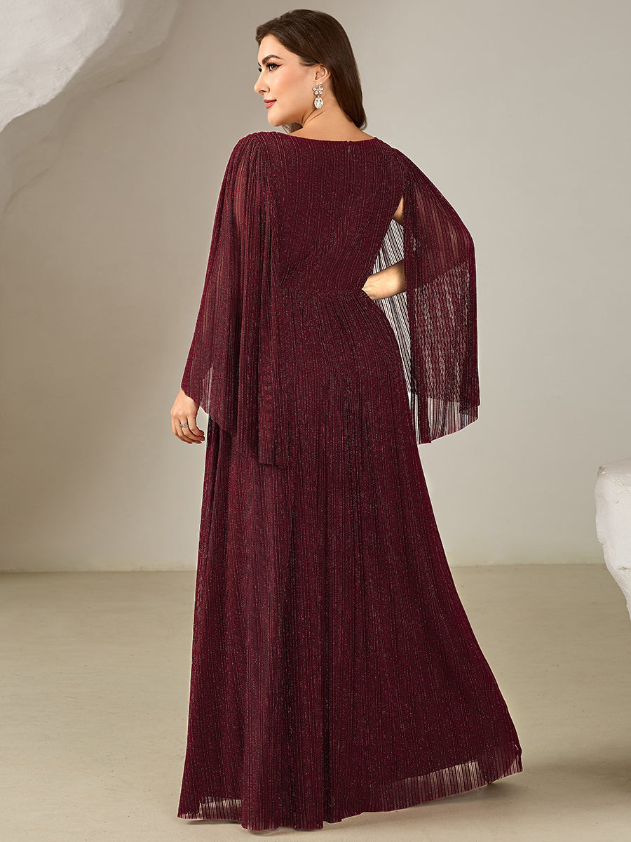 pretty ISLA | Plus Size Glittery Empire Waist Batwing Sleeve Evening Dress