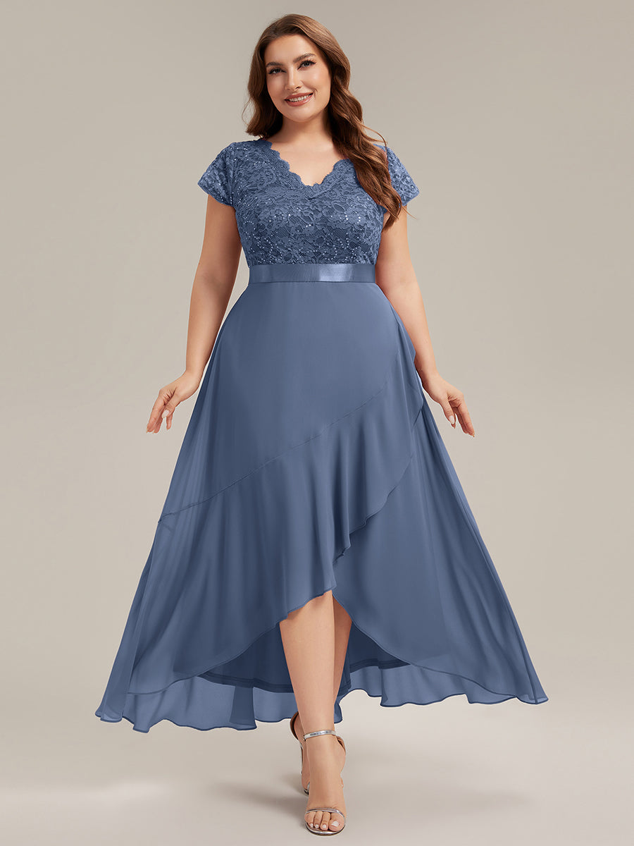 Plus Size Deep V-Neck Chiffon Evening Dress