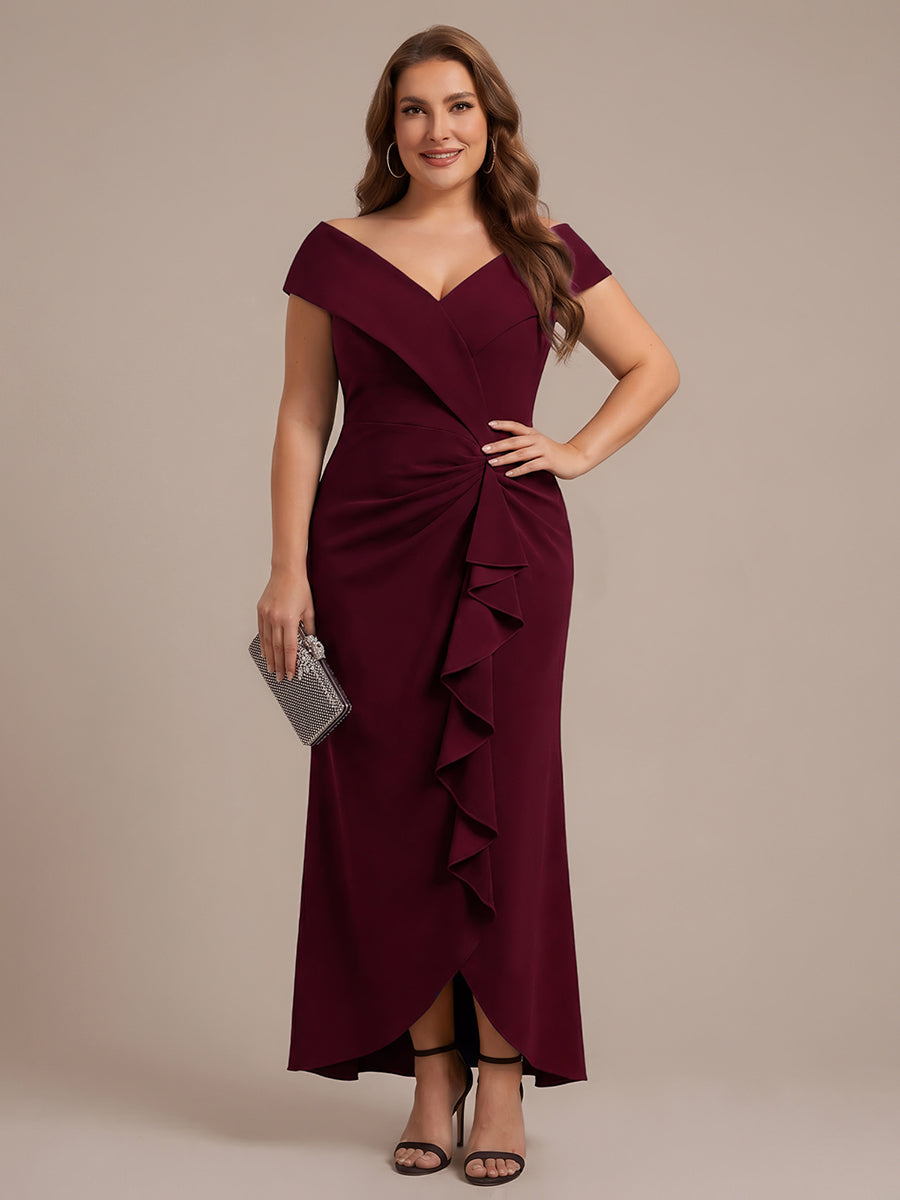 Plus Size Slit Crepe Evening Dress