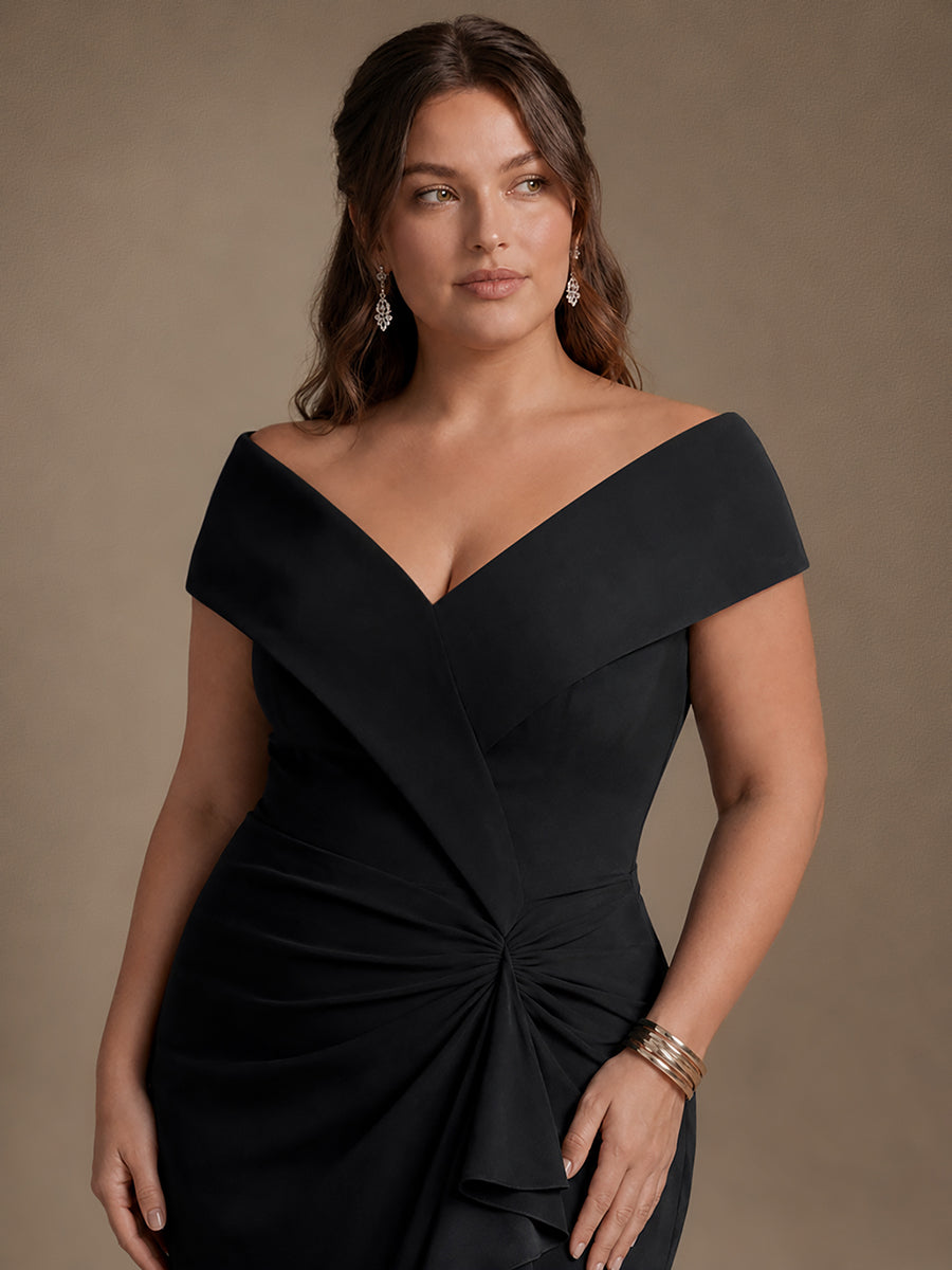 Plus Size Slit Crepe Evening Dress