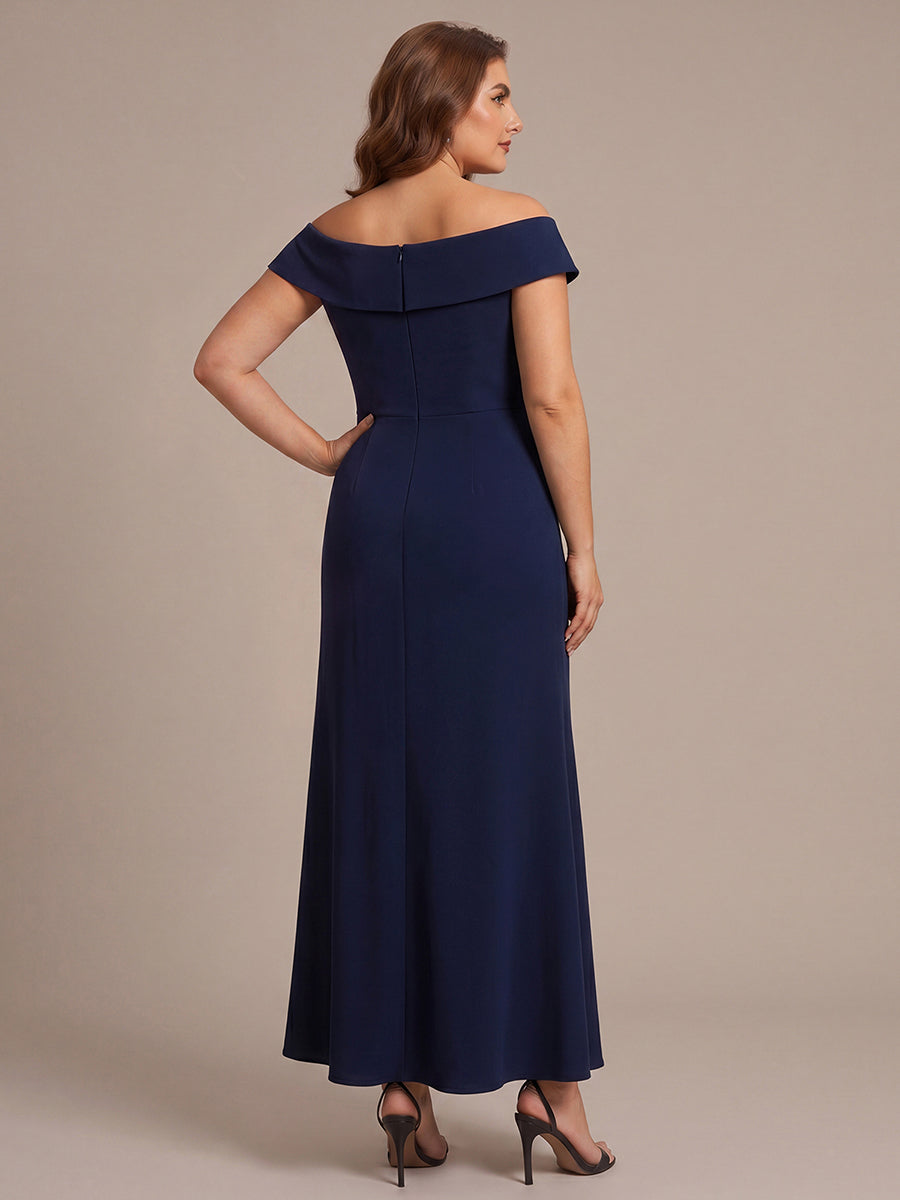 Plus Size Slit Crepe Evening Dress