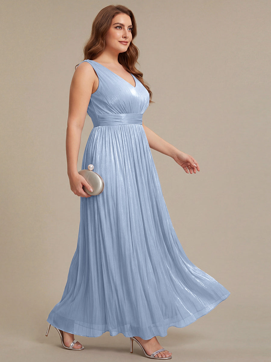 Plus Size Gathered Sea-island filament fabircs Evening Dress